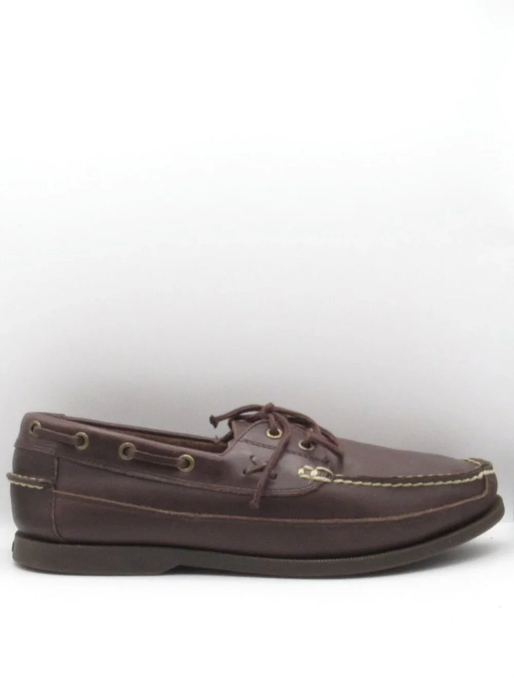 Polo Ralph Lauren Chocolate Brown Leather Boat Shoes Size 12 Good Condition